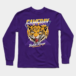 Retro 80s Gameday Purple & Gold Long Sleeve T-Shirt